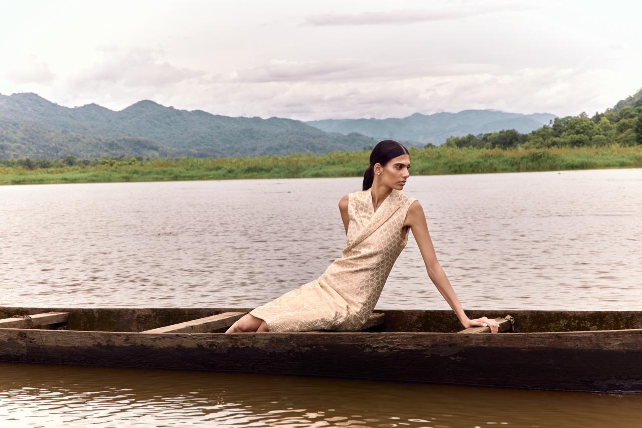 Golden Mulberry midi dress