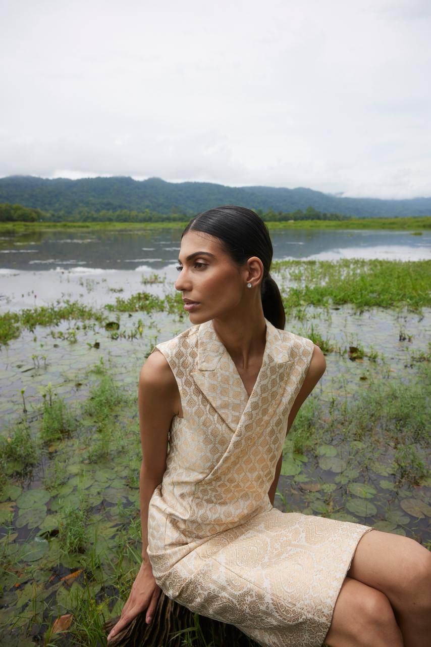 Golden Mulberry midi dress