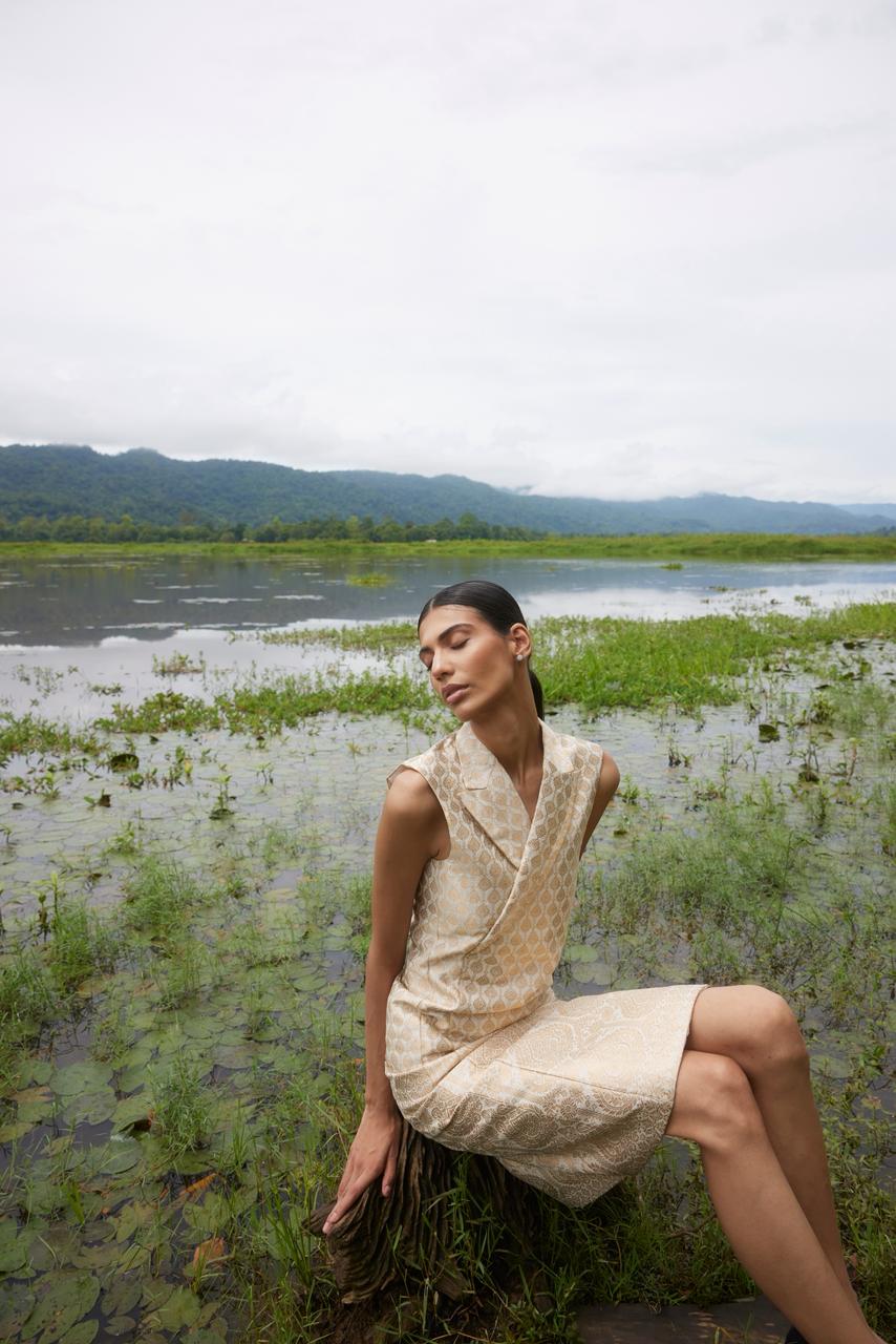 Golden Mulberry midi dress